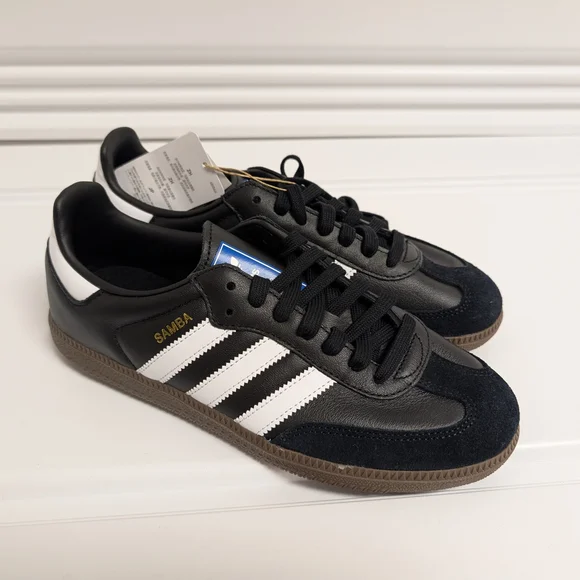 adidas Samba Black and White Athletic Shoes - Picture 2 of 6